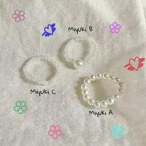 White series | Cincin manik | Beads ring | cincin manik lucu korea Rings