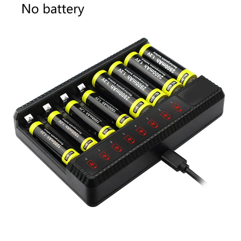 Bộ Sạc Pin AA AAA 8 Bay, LCD, USB C, Sạc Tốc Độ Cao, Khe Cắm Độc Lập Cho Pin Sạc NiMH NiCD 3