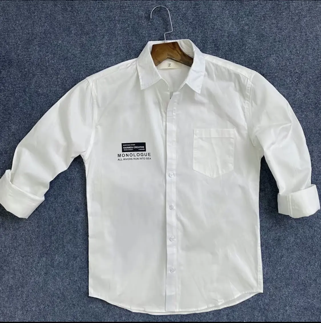 Áo Sơ Mi Nam Tay Dài  màu trắng Vải Mango Dày Dặn Form Đứng Boy Phố ST MEN STORE Menswear Shirt Có Cổ ☽...không.4 navy blue ☽...☾ hàn quốc