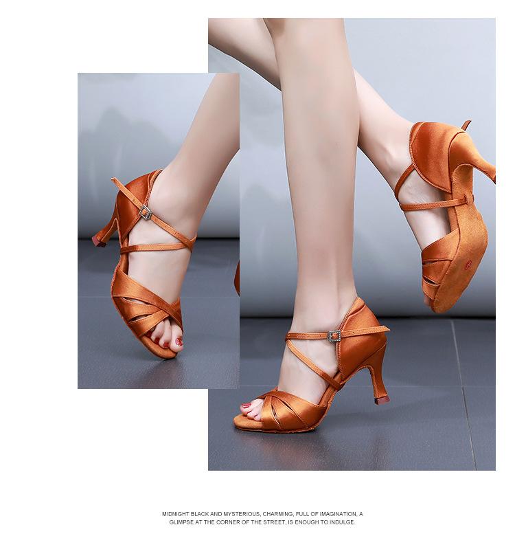 Product Introduction of Giày Khiêu Vũ Cao Gót, Dành Cho Nữ, Vải Rèn, Giày Khiêu Vũ Latin, Đế Mềm, Thích Hợp Cho Khiêu Vũ Chuẩn Quốc Gia, Chassamba, Giao Hàng Thương Mại Quốc Tế 8