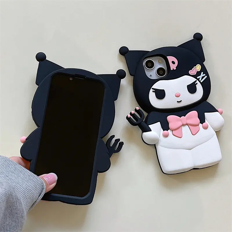 Ốp Điện Thoại Dễ Thương, Thiết Kế Kuromi 3D Kawaii, Hello Kitty, Mymelody, Tương Thích Với iPhone 14 13 12 11 15 Pro Max XR XS MAX X, Ốp Lưng Silicon 4