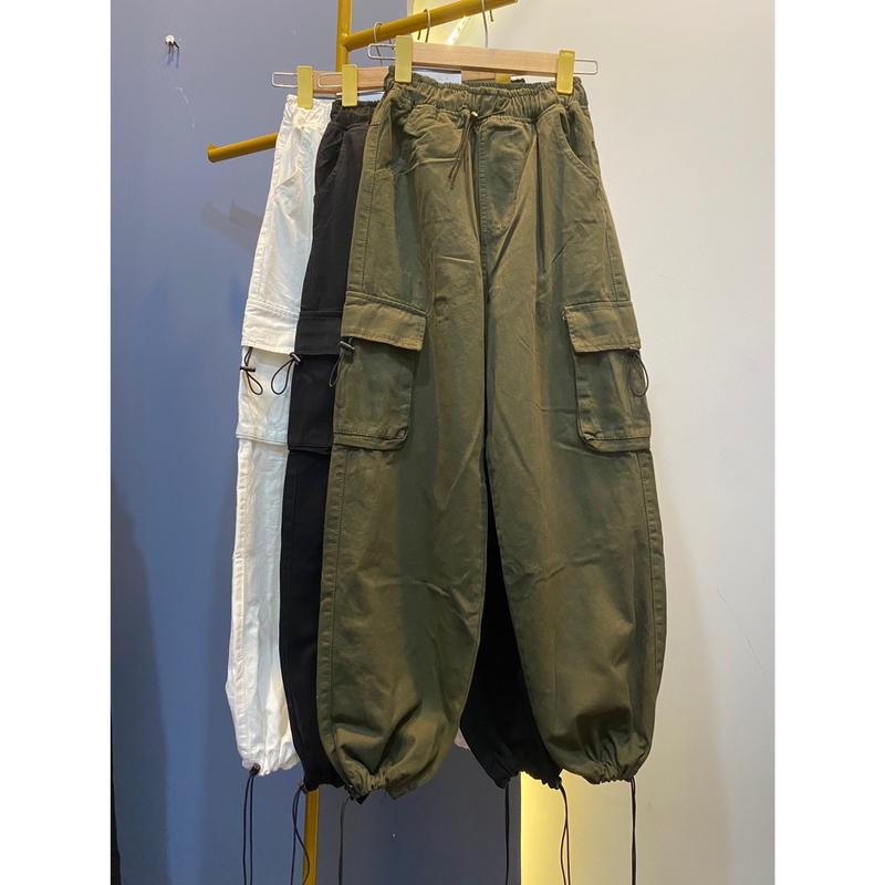 Quần kaki túi hộp nữ, lưng thun có dây rút ống quần MS749