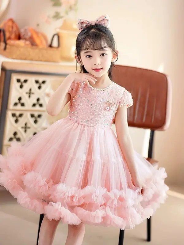 [KIDSFASHIONKOLEKSI] 1046 Dress Pesta Anak Perempuan Payet Pin Cherry Brenda Princess Free Pita 3