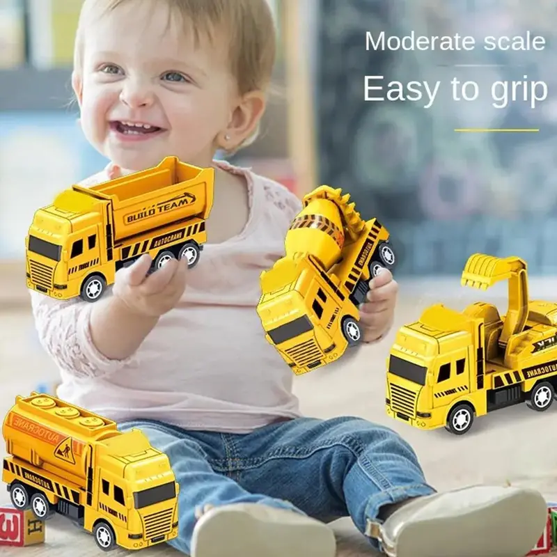Xe Kỹ Thuật Kéo Lùi, Xe Đồ Chơi Trẻ Em, Mô Hình Máy Xúc, Xe Tải, Xe Cứu hỏa Mini, G1G9 4