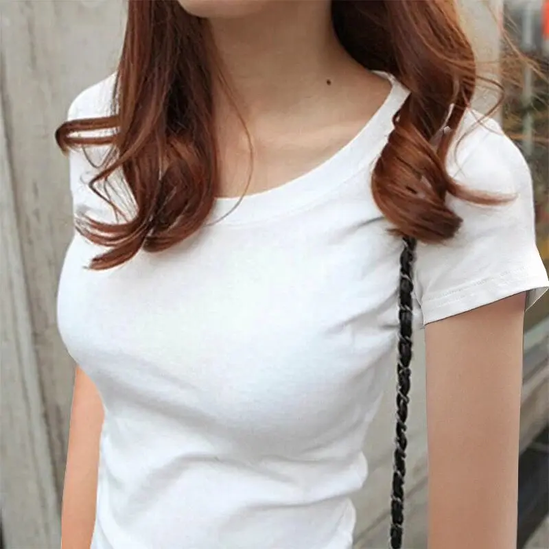 Áo Sơ Mi Nữ, Áo Phông Nữ Dáng Ôm, Chất Liệu Cotton, Cổ Áo Trái Tim, ngắn Tay, Áo Nữ Cổ Chữ V, Hàng Mới Về Mùa Hè Năm 2025 3