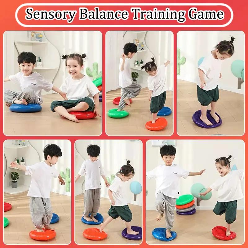 Product Introduction of Children Inflatable Sensory Cushion Sports Toys Stepping Balance Stones Training Massage Ball PVC Sensorial Autismo Social Games 24