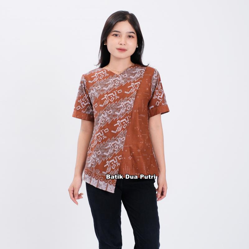 Batik Wanita Blouse Atasan Modern Sompal Lilin Batik Dua Putri Katun 2