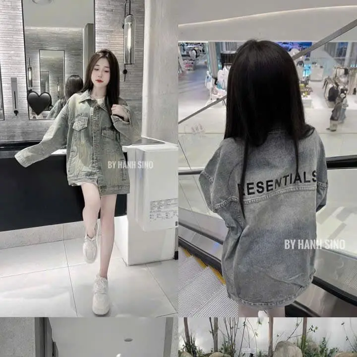 ÁO KHOÁC JEAN NỮ TAY DÀI FROM RỘNG THÊU CHỮ SANG CHẢNH, ÁO KHOÁC BÒ NỮ ĐI CHƠI CHUẨN HÀNG QUẢNG CHÂU Áo Khoác Jeans