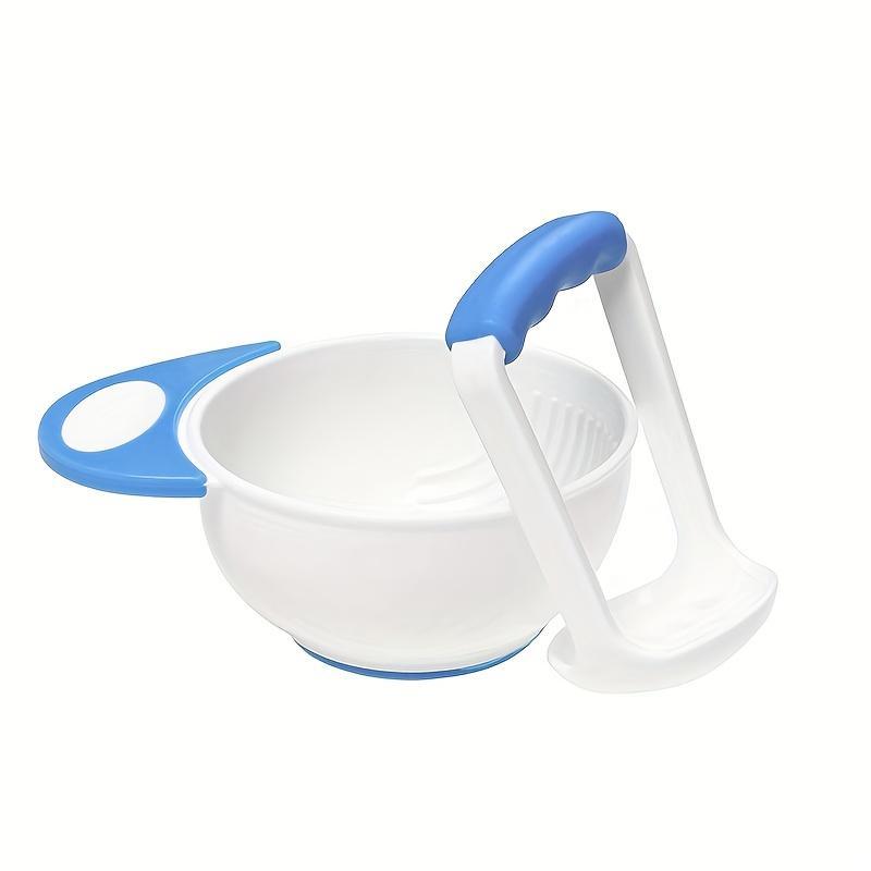 Product Introduction of 2 in 1 Baby Feeding Bowl with Manual Food Grinder, 1 Count Baby Food Fruit Puree Maker, Baby Nursing Food Milk Refill Bowl Cutlery 4