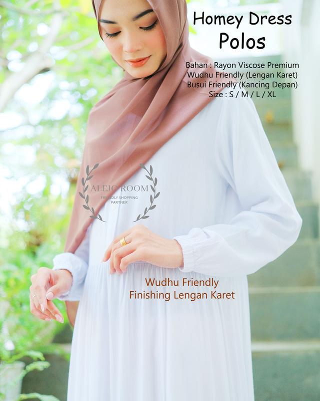 NASHWA Wear - BLACK and WHITE Dress Series POLOS Couple Ibu dan Anak - Katun Rayon Premium Gamis Muslim 8