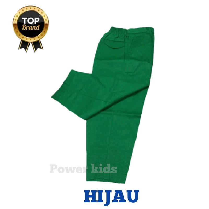 Celana seragam sekolah Hijau & putih pakai karet 1