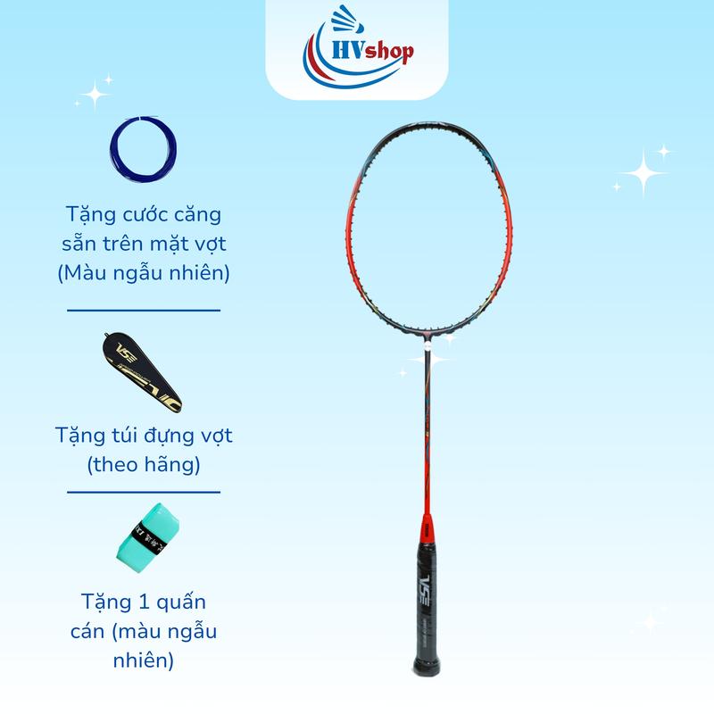 Vợt cầu lông VS Titan 9 - Tặng kèm cước Vicleo VS-68 căng sẵn 10.5kg tặng 01 quấn cán tặng 01 túi đựng vợt BH 06 tháng Cán Vợt Sport Thể Dục Cacbon