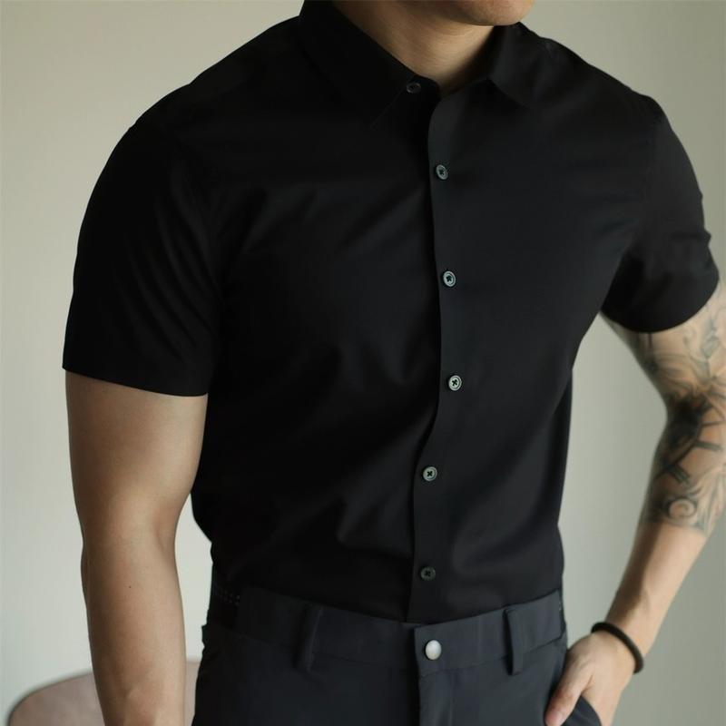 Xả hết Áo Sơ Mi Nam Tay Ngắn Trắng Đen Cơ Bản 2 màu Hàng Đẹp Giá rẻ Sơ Mi Công Sở Cộc Tay 1122 Z2 Menswear Shirt Loang pink năng động tinh khiết màu trắng đơn giản