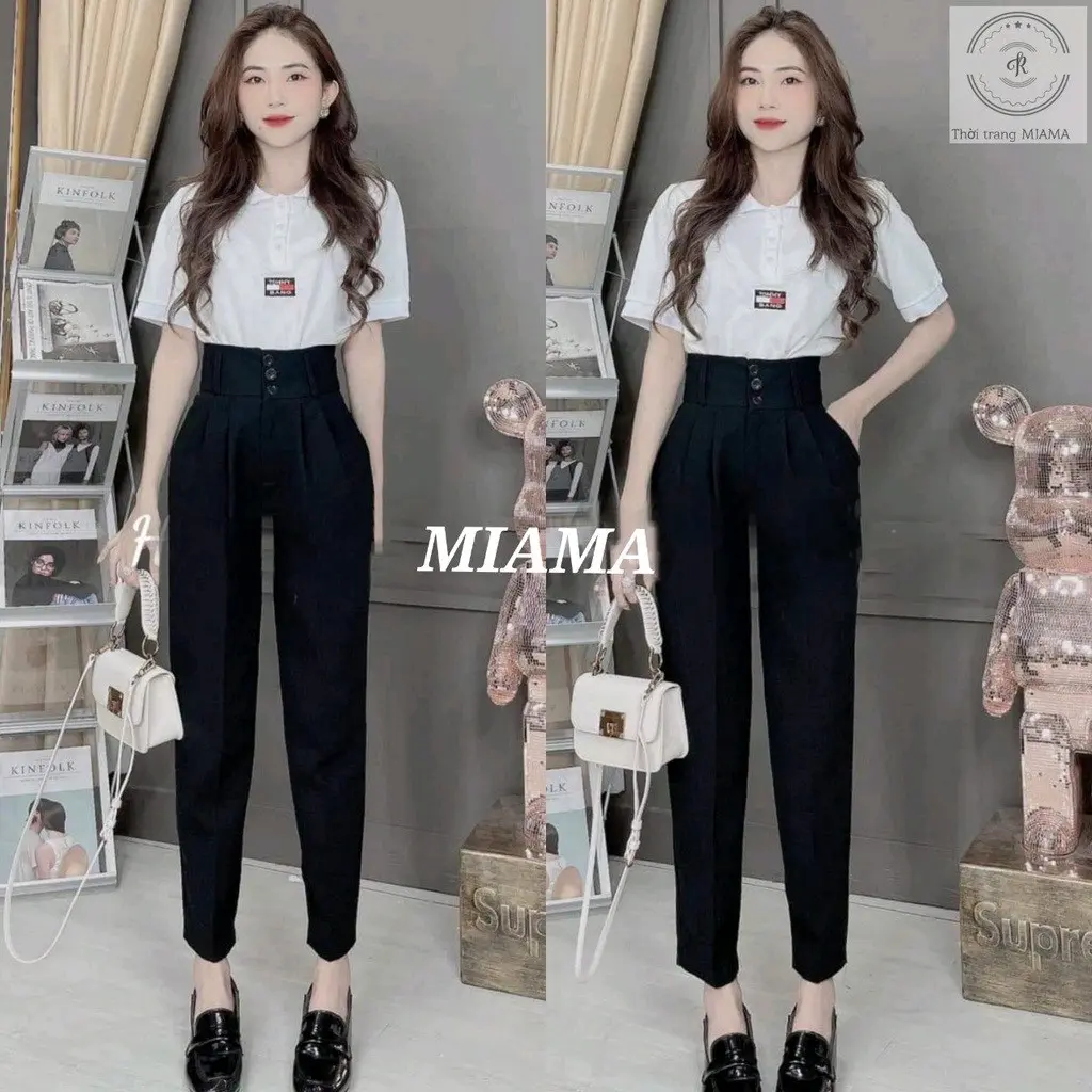 Quần tây nữ lưng cao 3 cúc cài mặc đi học đi làm  công sở Pants Women