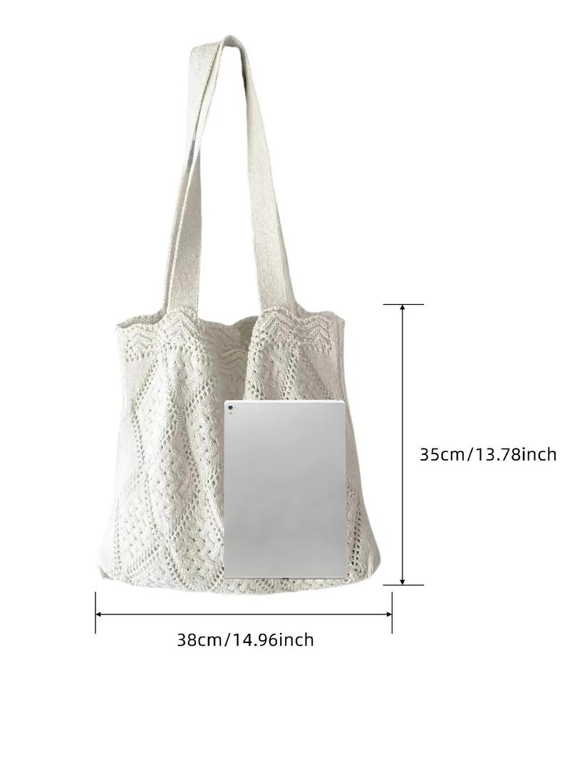 Product Introduction of Women's Elegant Crochet Design Tote Bag, Trendy Cute Large Capacity Slip on Shoulder Bag, All-match Tote Bag for Daily Use 1