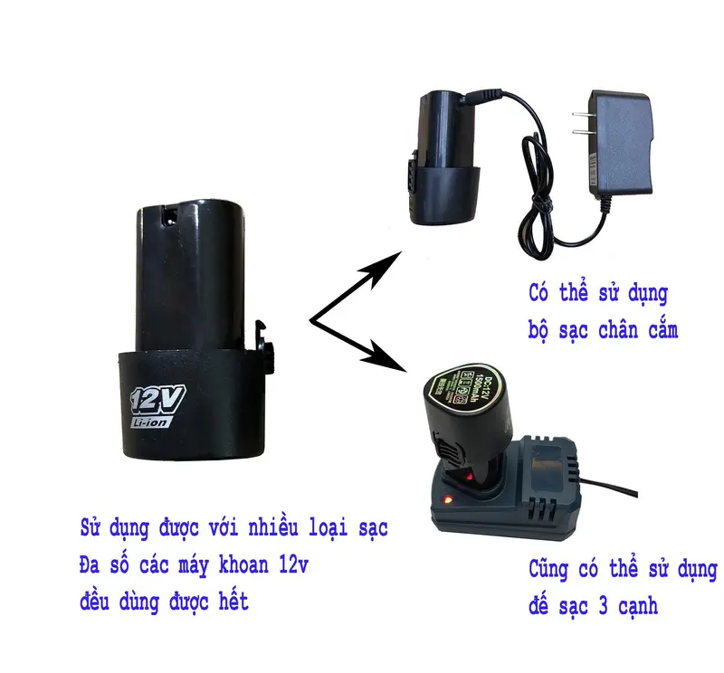 Củ Sạc pin máy khoan 12v, Bộ Sạc 12v - bộ sạc pin máy khoan 12v 4