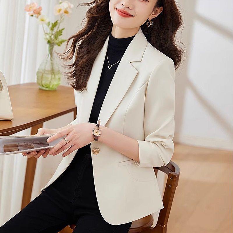 Áo Khoác Vest Trắng, Phong Cách Phương Tây, Dành Cho Nữ, Hàng Mới Về Mùa Xuân Và Mùa Thu 2024, Cao Cấp, Thường Ngày, Ngắn Và Thanh Lịch, Cỡ Nhỏ Thích Hợp Cho Bộ Đồ Nhỏ Top Jacket Women 2