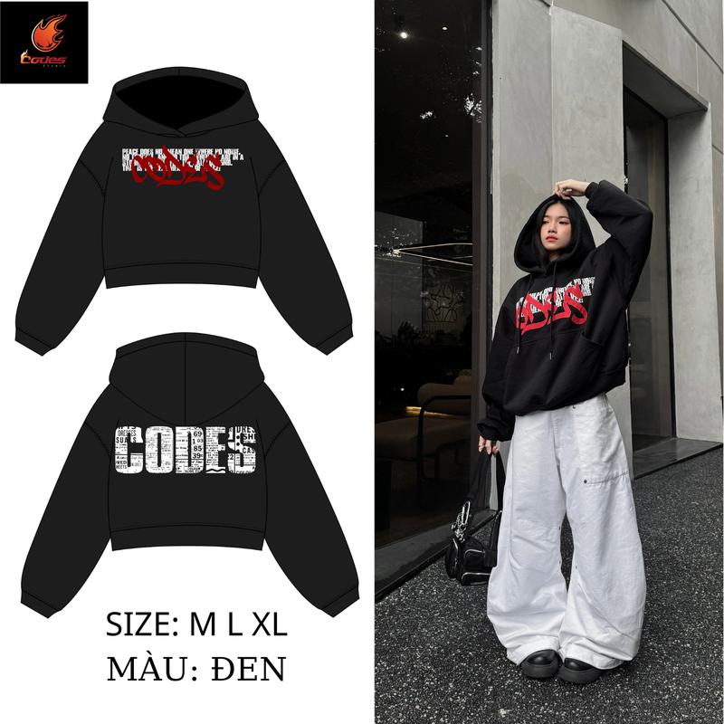 Áo khoác HOODIE BOXY in CODES vải ép 2 da dày dặn form rộng unisex basic Codes Studio