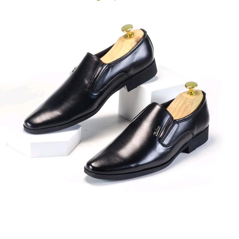 Giày Tây Nam NP07 Màu Đen Mũi Nhọn Penny Loafer Nhung - Chất Da Bò Tấm Đế Cao Su Đã Khâu