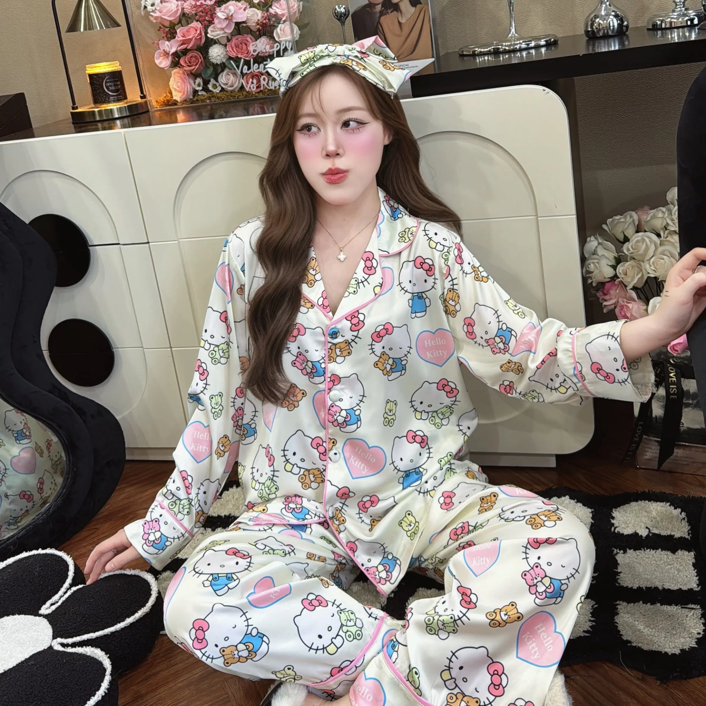 TT2 MÃ 10 Set Pijama Lụa Latin Mềm Mịn HÌNH HOẠT HOẠ  (40-75kg)
