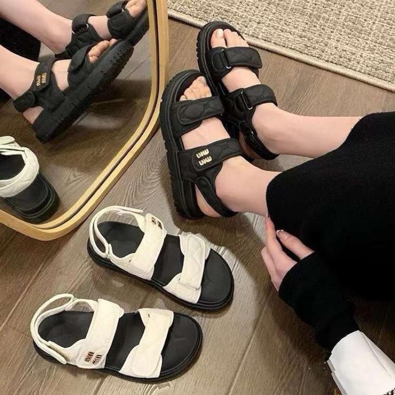 Dép quai hậu nữ miu đế dày quai dán thời trang, sandal nữ da mềm đế cao 3cm