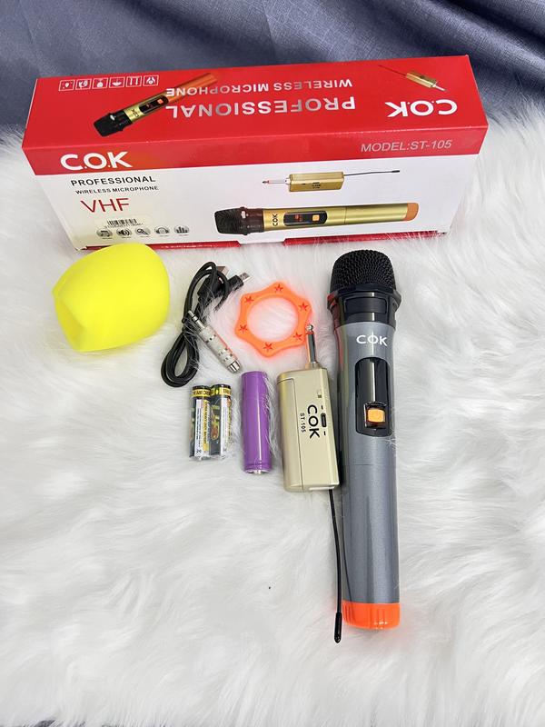 Micro Karaoke Không Dây COK ST - 105 Micro Hát Karaoke Pin Sạc Đa Năng Dùng Cho Loa Kéo, Amly, mixer, vang số. Bluetooth 1