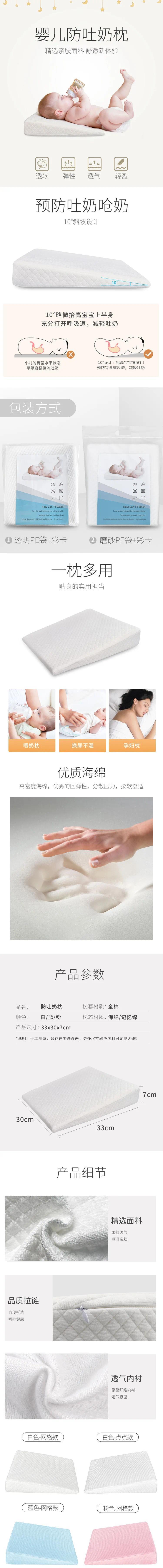 Product Introduction of New Baby Kawaii Prevent Spit Milk Slope Cushion Pillow Newborn Memory Side Feed Choke Breathable Anti-skidding Infant Accessorie 0