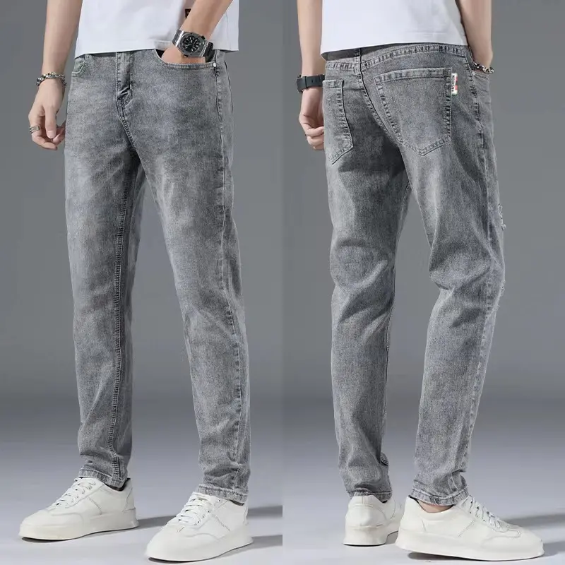 celana jeans pria abu grey slimfit stretch cowok jens skinny pensil celana denim dewasa laki laki korean style