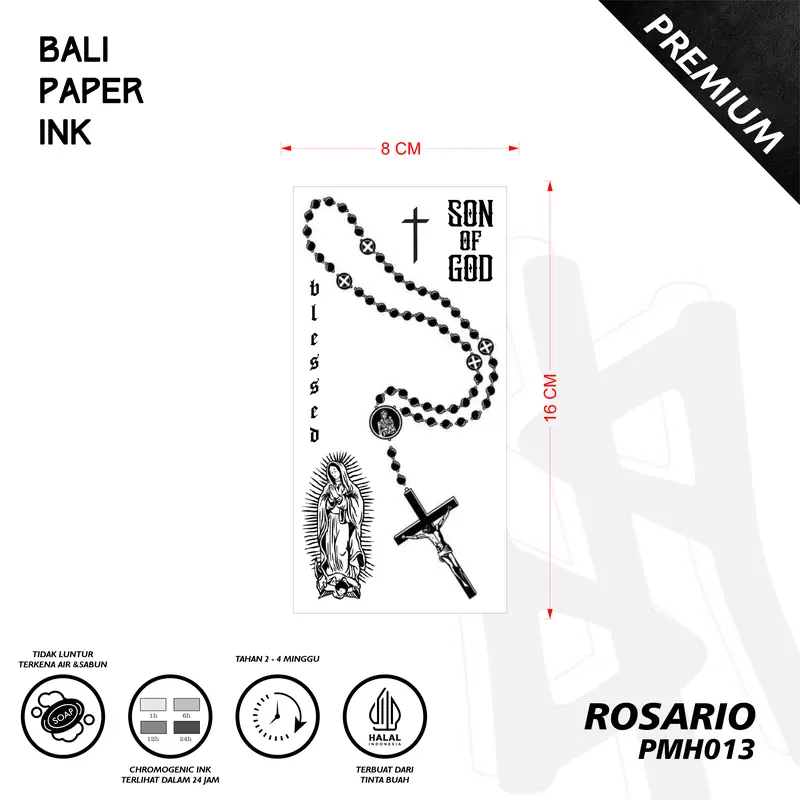 Tato Rosario PMH013 Premium Stiker Tato By Bali Paper Ink Temporary Tatto 0