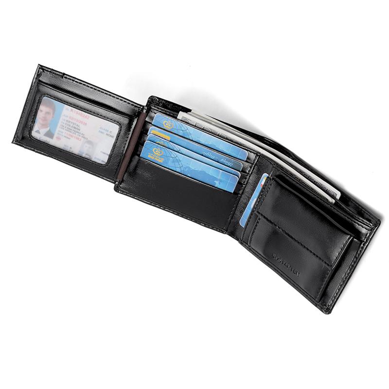 BOSTANTEN Dompet Pria Koin Ritsleting Kulit PU Tiga Kali Lipat Hitam/Coklat/Kopi 4