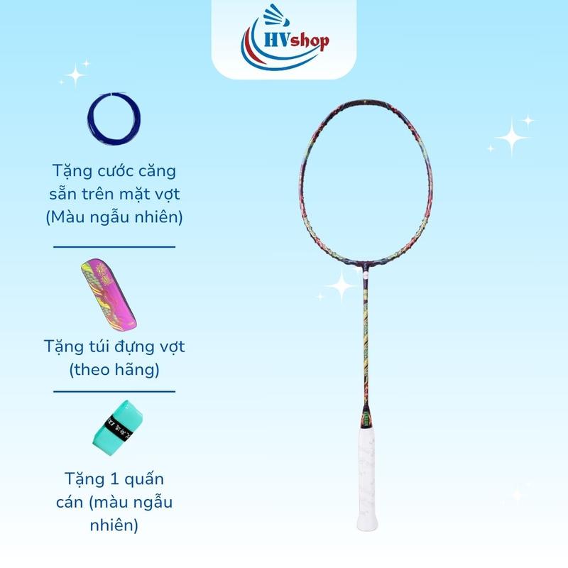 Vợt Cầu Lông VS You Long Tím - Tặng cước căng sẵn màu ngẫu nhiên Tặng quấn cán túi đựng vợt - HV SHOP Cán Vợt Cacbon Tim Sport youlong rồng xanh