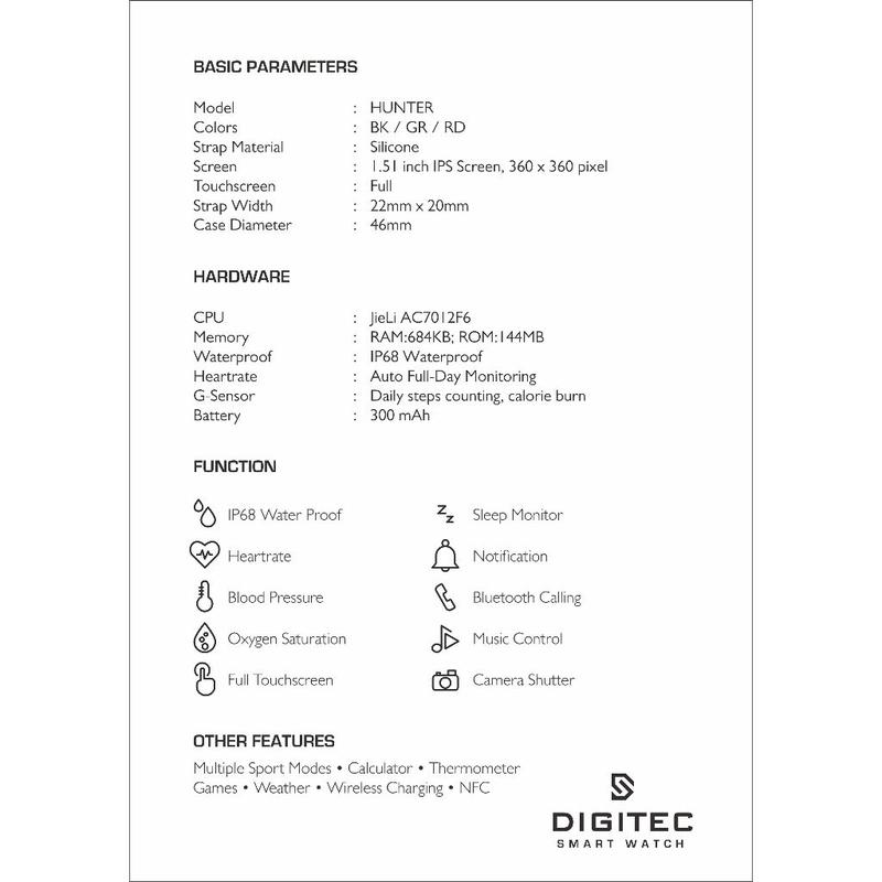 DIGITEC DG SW HUNTER / DG-SW-HUNTER Smart Watch Smartwatch ORIGINAL 2