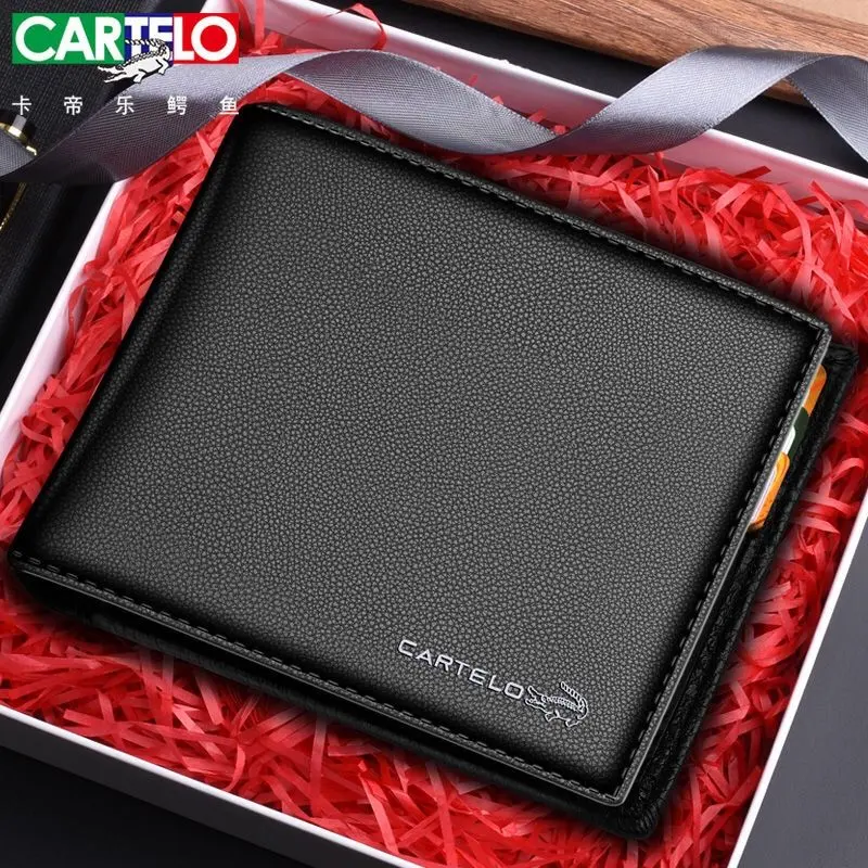 Ví Nam, Cá Sấu Cartelo, Kiểu Dáng Ngắn, Được Làm Bằng Da Thật, Cảm Giác Xúc Giác, Thích Hợp Cho Doanh Nhân Và Giới Trẻ, Mềm Mại Và Thời Trang, Thiết Kế Dọc, Siêu Mỏng