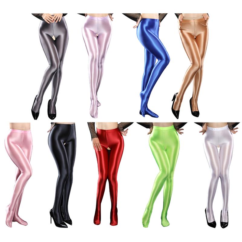 Quần Tất Cạp Cao Bóng Loáng Sexy, Dành Cho Nữ, Thiết Kế Cắt Xẻ, Quần Tất, Quần Legging Co Giãn Chân, Đồ Lót, iEFiEL 1