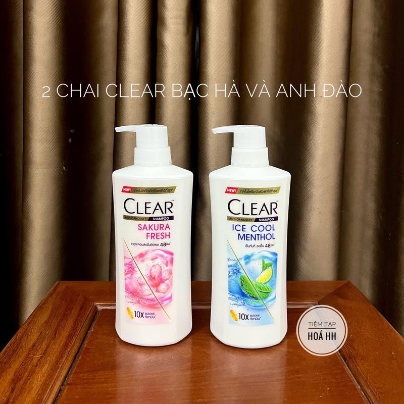 Combo 2 dầu Gội Clear Bạc Hà 400ml và Clear Hoa Anh Đào 400ml Thái Lan