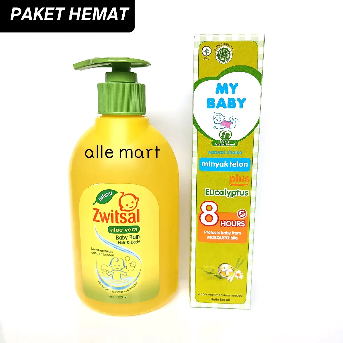 PAKET HEMAT Zwitsal Baby Bath Pump 300ml Dan My Baby Minyak Telon Eucalyptus 150ml Perawatan Bayi