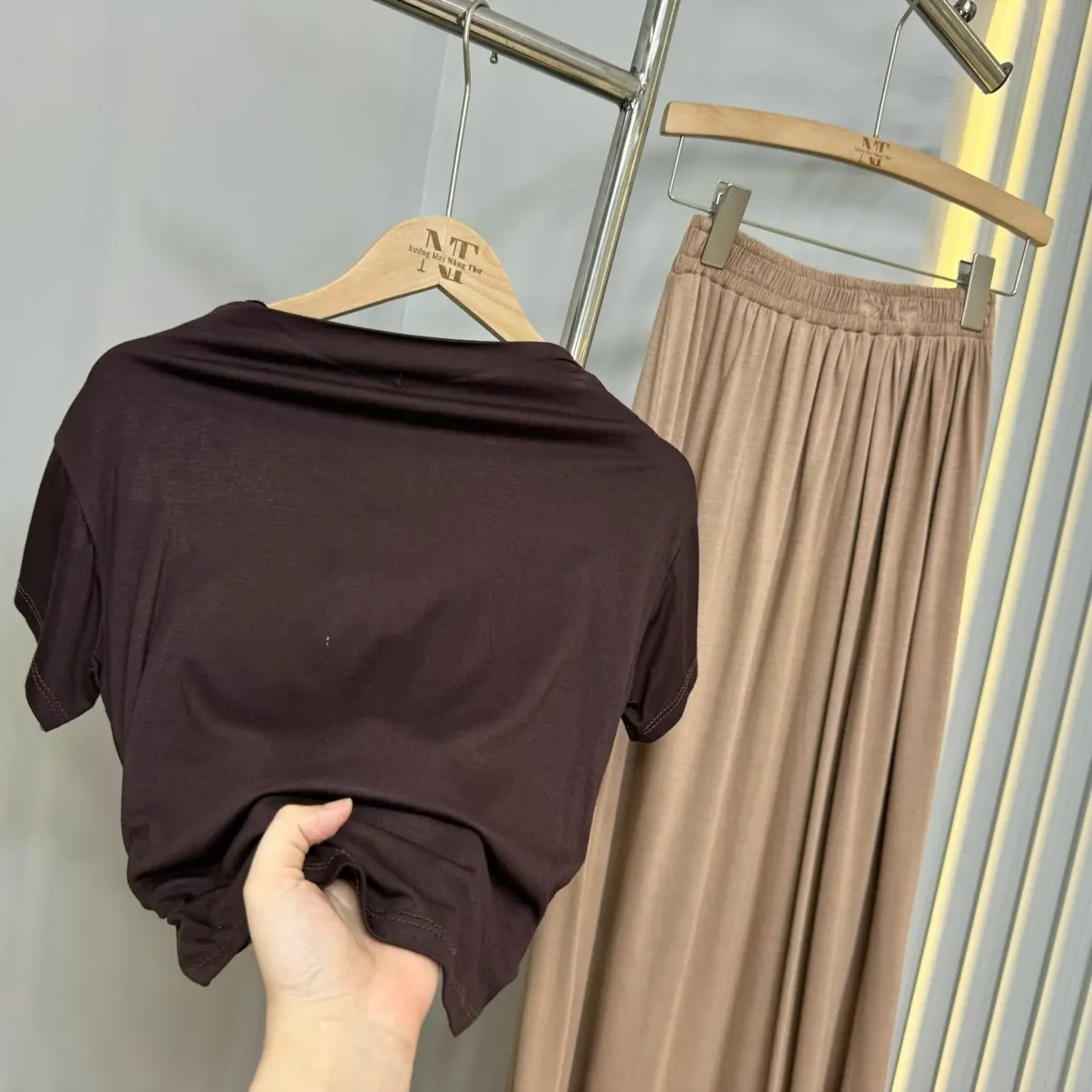 S775  Set áo dúm eo+chân váy xòe chất cotton  Women Top | BigBuy360 - bigbuy360.vn