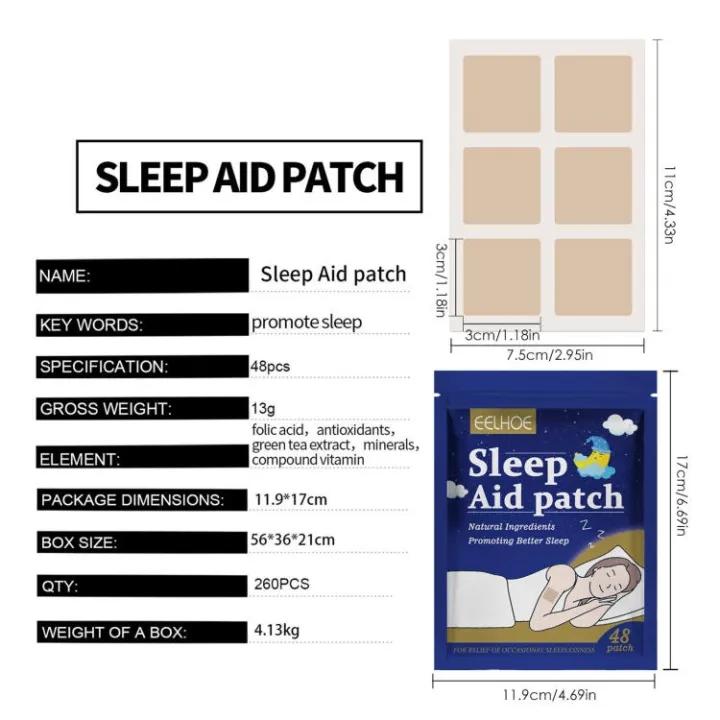 48pcs EELHOE Sleep Aid Patch perawatan bantu tidur Natural Sleepy Aid Patch Mengatasi Insomnia Susah Tidur Gangguan Tidur Malam Sulit Tidur Paling Ampuh Insomia Eye