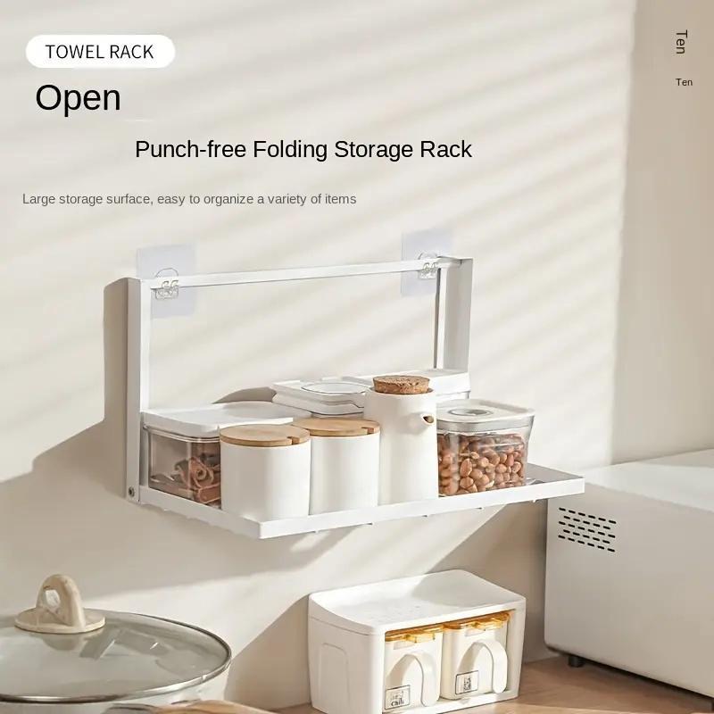 Product Introduction of Magnetic Foldable Storage Rack, 1 Count Wall Mounted Towel Rack, Multifunctional Storage Rack for Bathroom, Laundry Room, Home Organizer 5