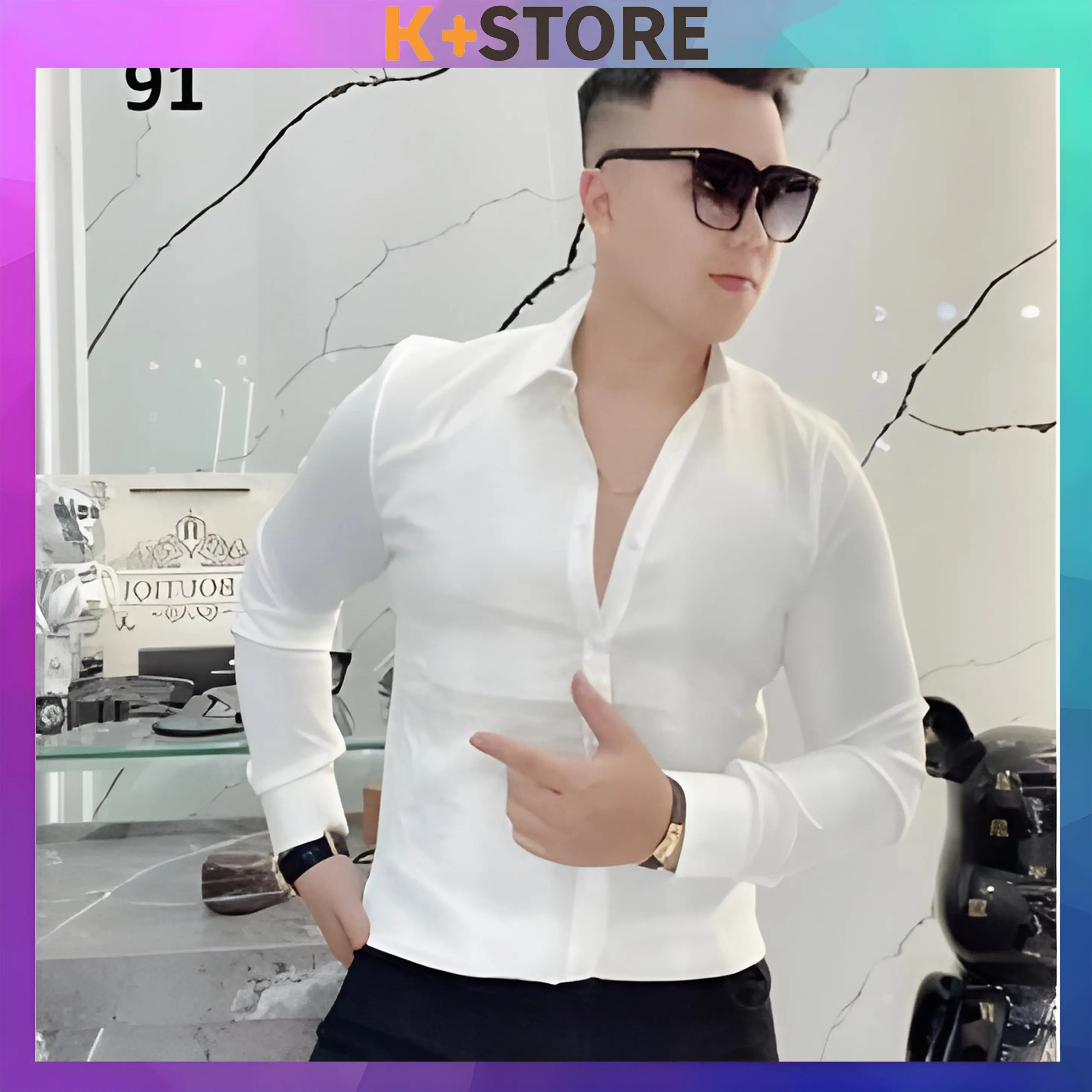 Áo sơ mi nam tay dài ,chất liệu vải lụa trơn cao cấp, chống nhăn tốt Menswear