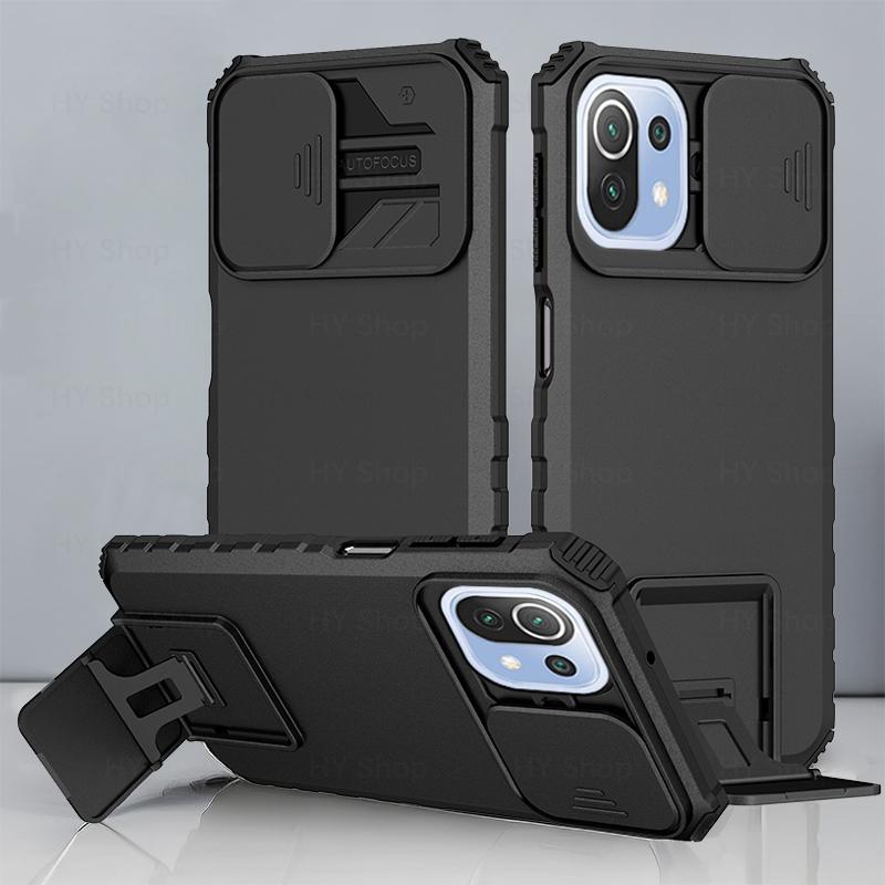 Giá đỡ Ốp Điện Thoại cho Xiaomi 11 Lite NE 5G, vỏ chống sốc, thanh trượt máy ảnh, áo giáp bảo vệ, nắp lưng cứng