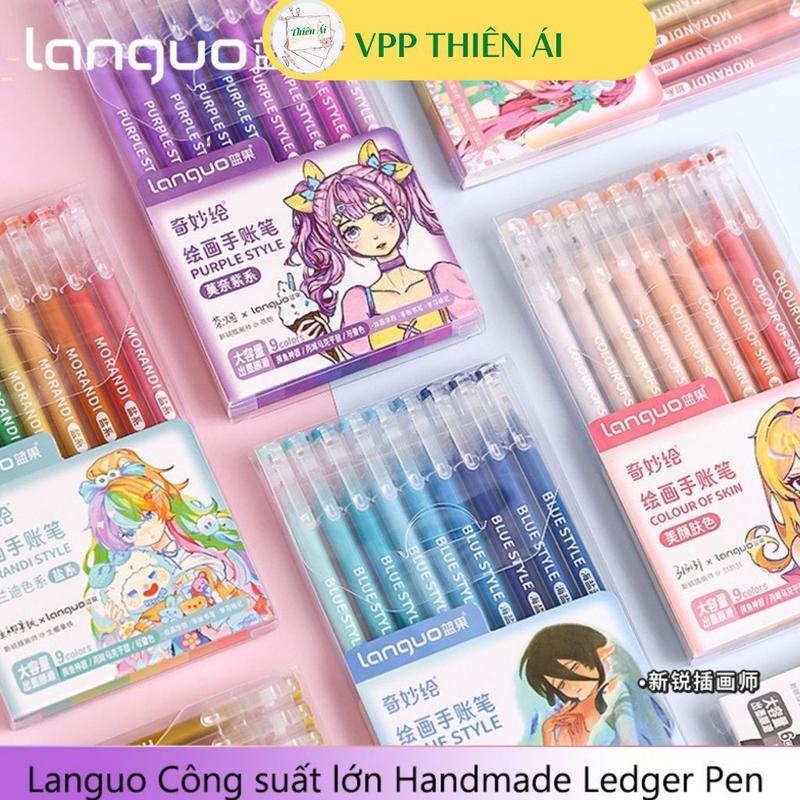 [Chính hãng Languo] Set 9 bút gel mực Morandi nhiều màu - màu sắc tươi xinh - VPP THIÊN ÁI