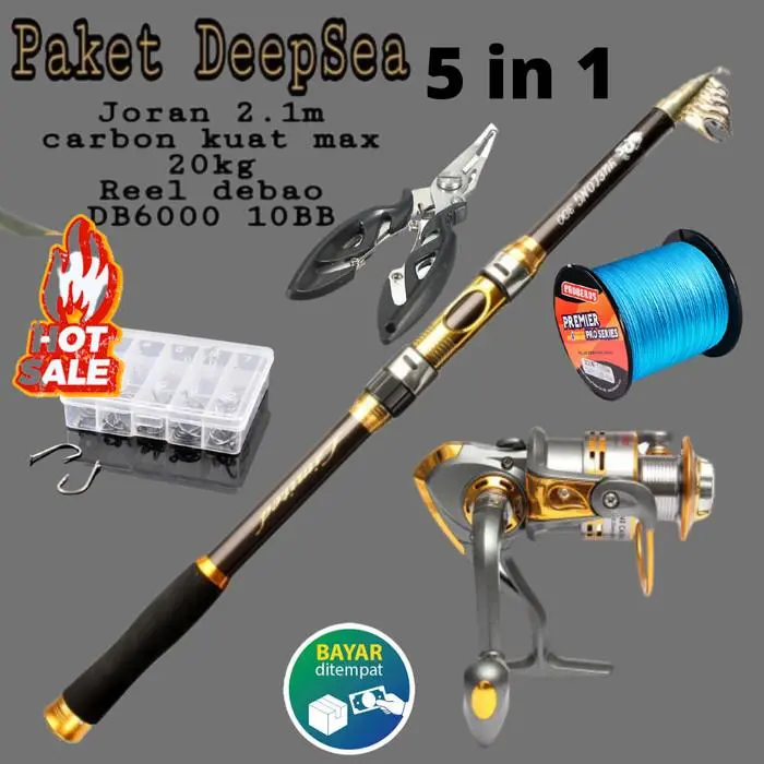 COD Paket Mancing Mania Joran Reel Senar Kail Tang 1 Set Pancing Laut Alat Ikan