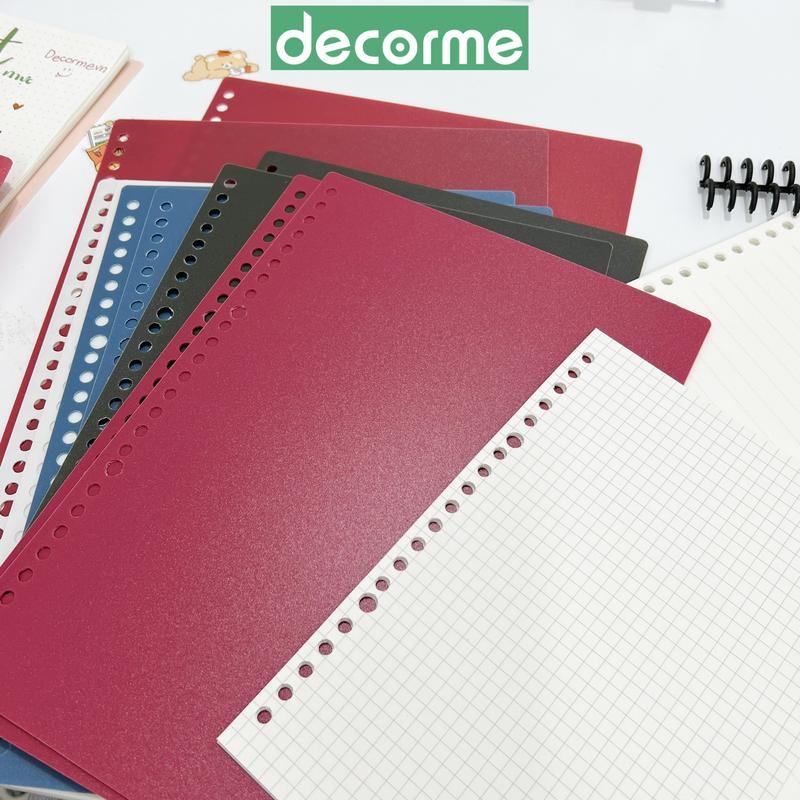 Bìa còng B5 A5 A4 DecorMe Bìa Nhựa đã đục lỗ dày làm sổ caro trang trí