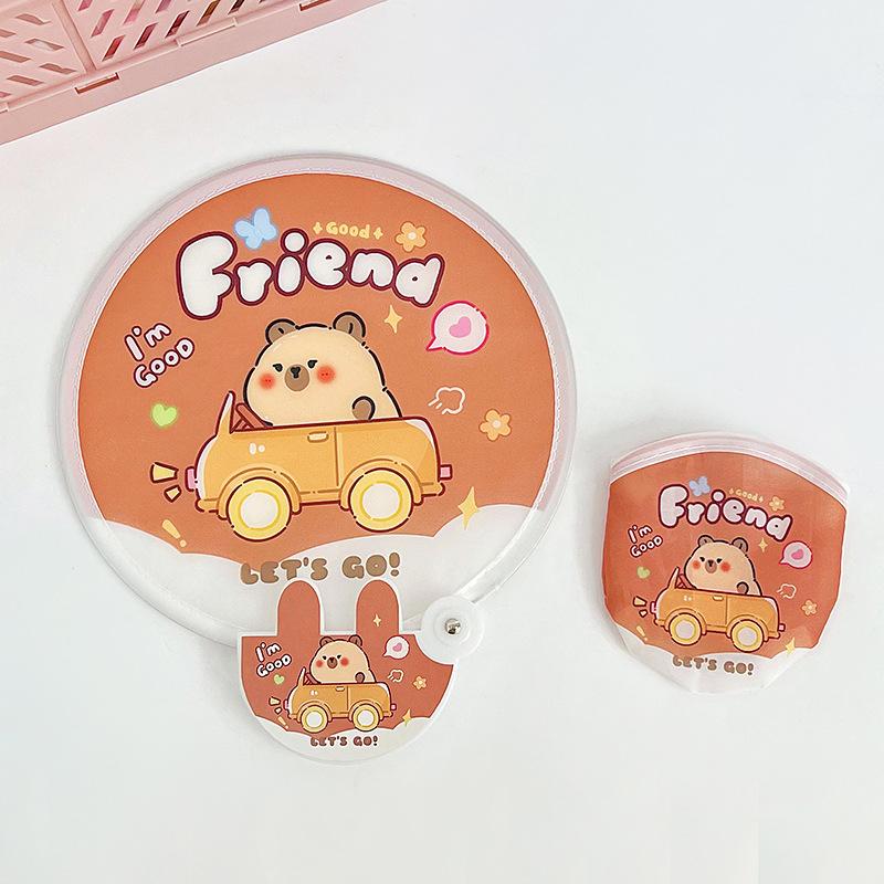 Quạt bung mini cầm tay gấp gọn bỏ túi họa tiết capybara, panda cute (có phân loại phản quang) BAG U QUATBUNG173 Decor Quạt