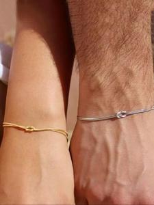 Pulsera de Diseño de Nudo Sencillo, Pulsera a la Moda para Pareja, Accesorios Casuales y Modernos para Mujeres y Hombres, Joyería de Moda para Uso Diario