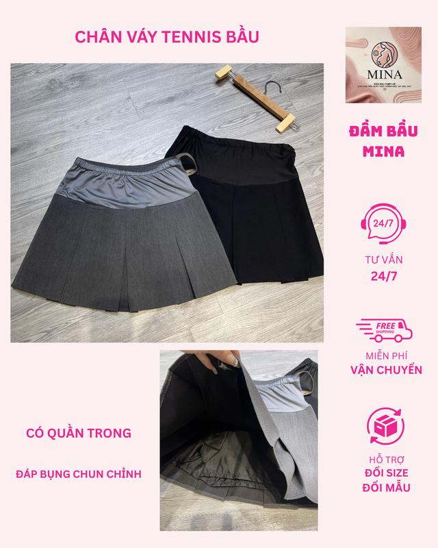 Mina Clothing Chân váy bầu thiết kế ly to dáng xoè 02TB có đáp bụng chun chỉnh mặc thoải mái suốt thai kì dành cho bầu và sau sinh Đầm Bầu chân váy xxl quần áo & phụ kiện thai sản