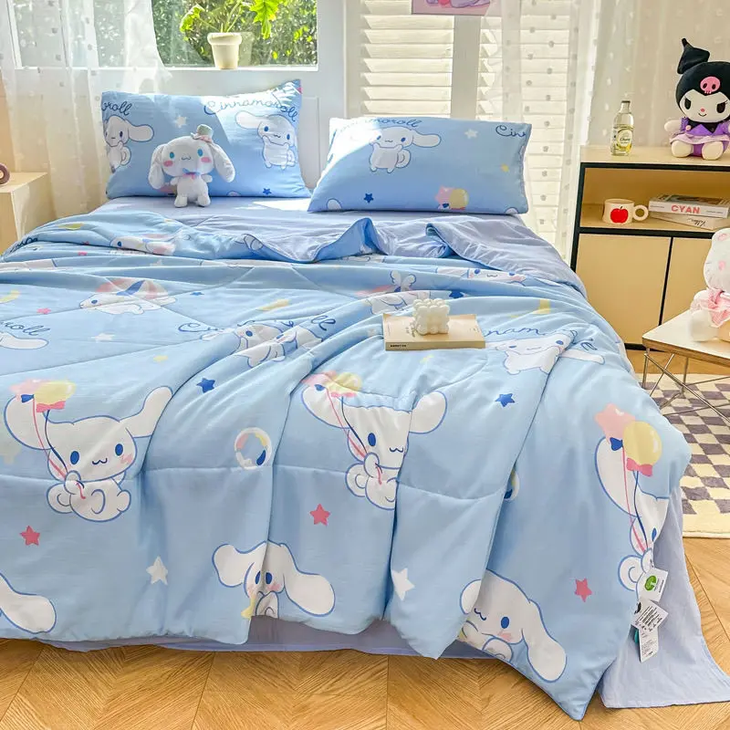 Chăn Mùa Hè Dễ Thương Cinnamoroll Babycinnamoroll, Bốn Mảnh, Cotton Giặt Loại A, Điều Hòa Không Khí, Chăn Mùa Hè, Có Thể Giặt Bằng Máy