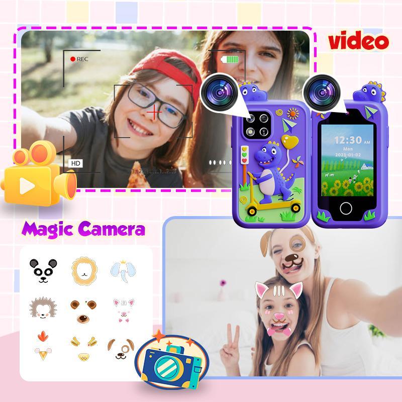 Product Introduction of Cartoon Dinosaur Design Electronic Toy, Portable Intelligent Multifunctional Mini Phone with Storage Bag, Educational Toy for Boys & Girls 7