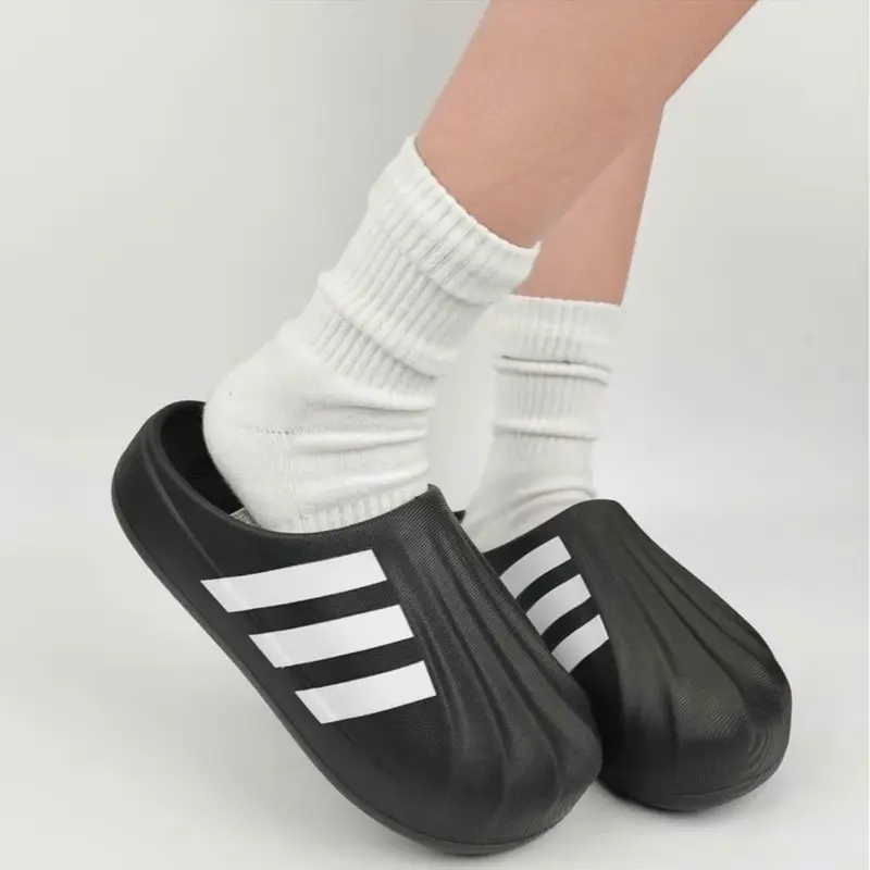 [Full Box] Dép Sục Đúc Adi nâng đế bản mới 2024, Đế bằng cao su cho nam và nữ 3 sọc Slipper DéP 1